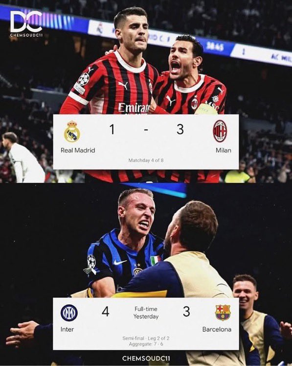 <a href="/beINSPORTS/">beIN SPORTS</a> اي كلاسيكو اي بطيخ

وواحد ركله الانتر وثاني هزمه الميلان