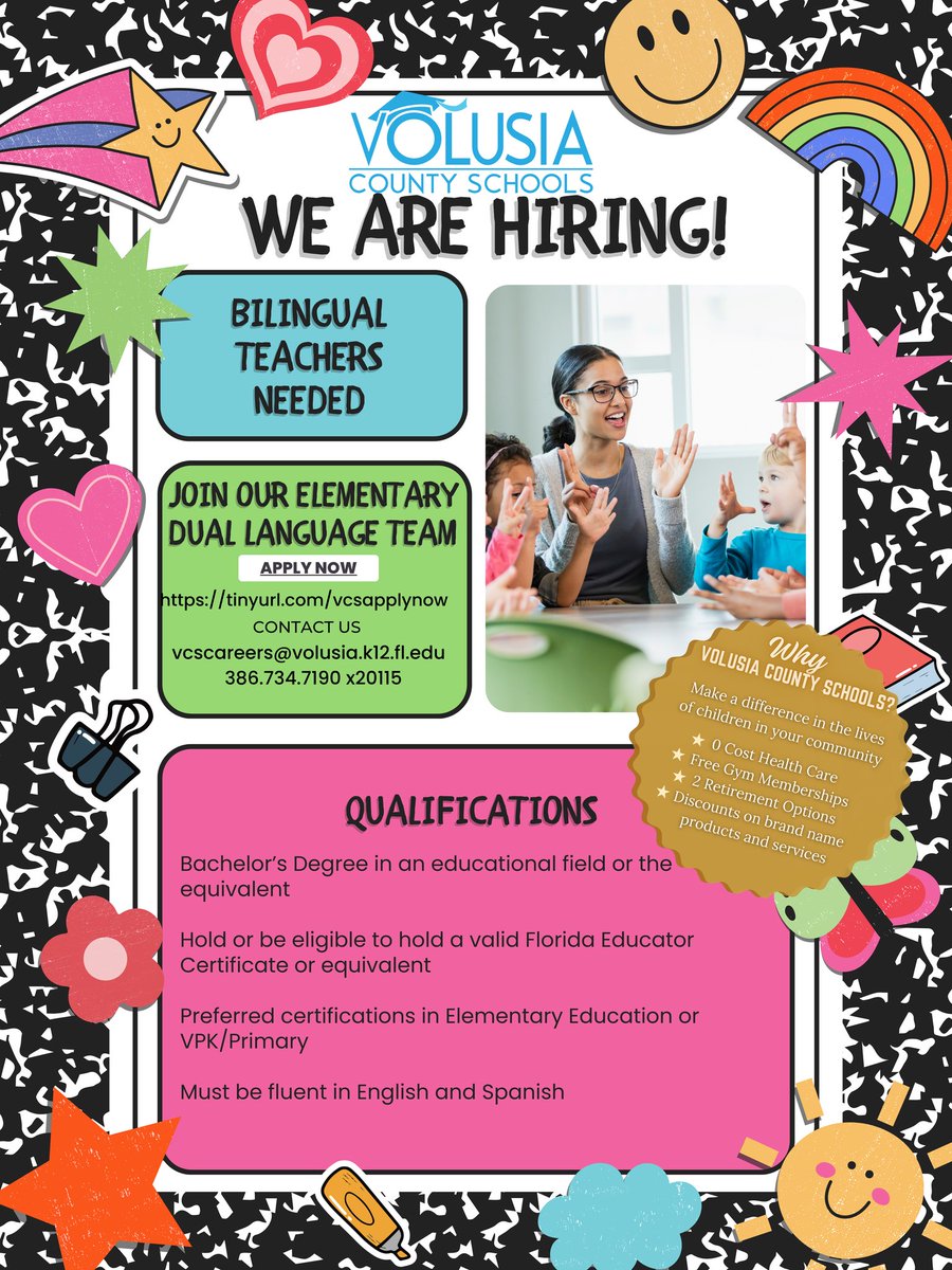Passionate about teaching AND fluent in Spanish? Join our Dual Language Program at <a href="/HHSK5Knights/">Holly Hill School</a>! 

🍎Connect with us at the Virtual Instructional Job Fair on May 12th. Register now: tinyurl.com/VIRvcsT25