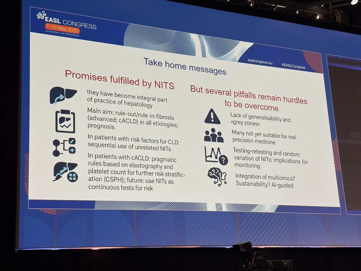 🎓 Jean-Pierre Benhamou Clinical State-of-the-Art
🗣️ <a href="/docberza/">Annalisa Berzigotti</a> on The promise &amp; pitfalls of non-invasive testing – #EASL2025
🧪 NITs: from fibrosis staging ➡️ to prognosis
📈 Last LSM value matters
🔬 OMICS + evolving algorithms = the future
⏳ Baveno VIII will guide next steps