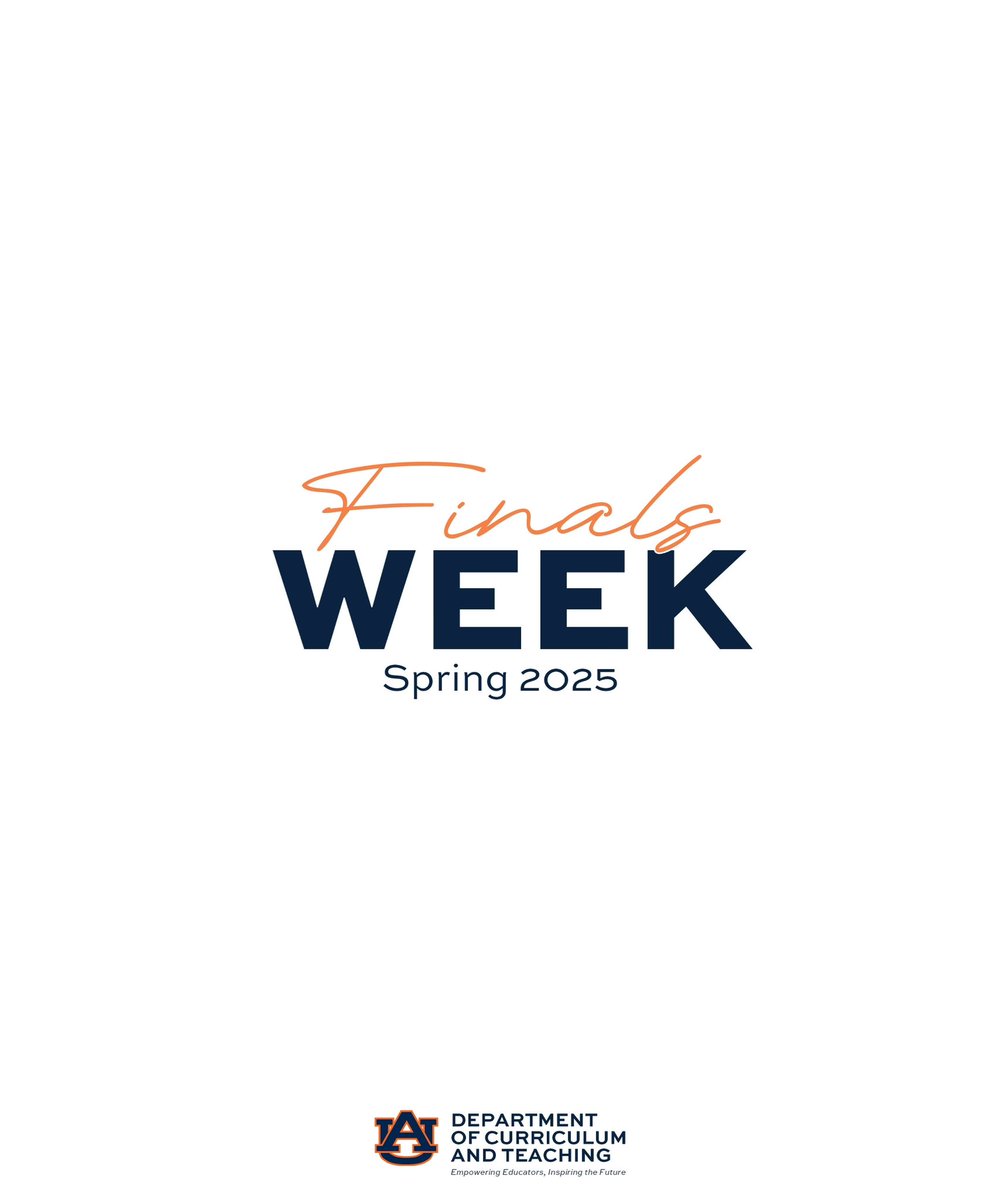 Finals week is almost over, Auburn! 

Stay focused, stay strong, and don’t forget to take care of yourself along the way. 

You’ve got this, Tigers—War Eagle! 🦅