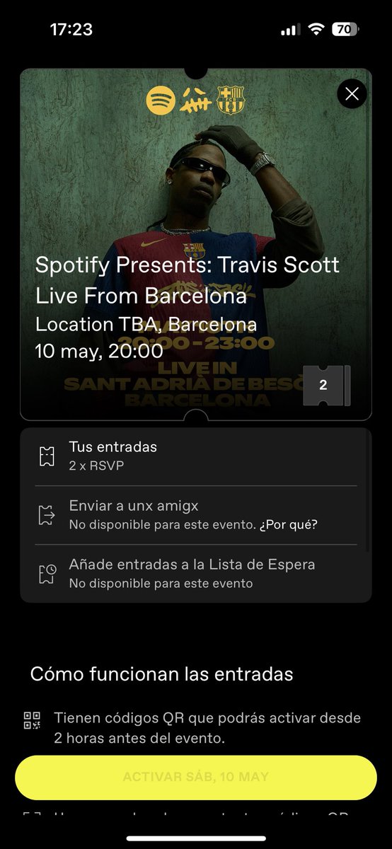 Javi0344233457's tweet photo. Vendo 2 entradas travis scott spotify en Barcelona
30€ cada una!!
Escríbeme al Instagram mejor: ja.vii_____
Todas las dudas al dm https://t.co/zlOfWzMD91