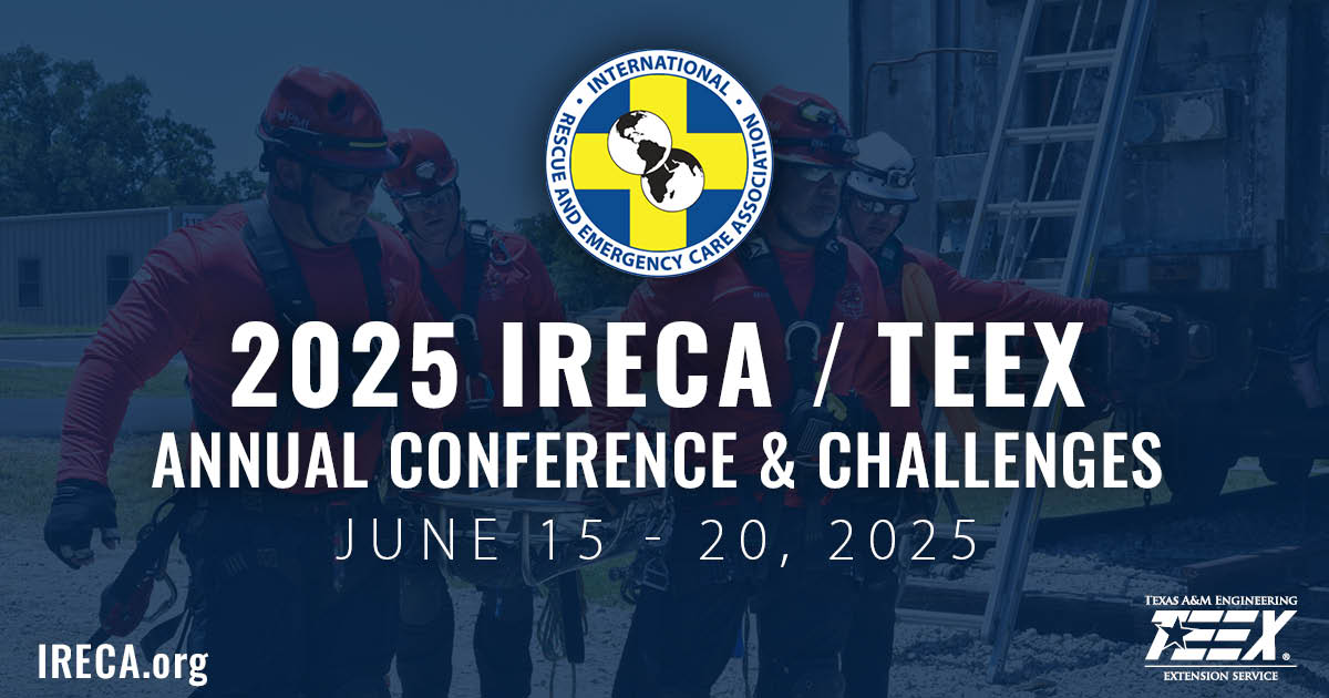 TEEXfire's tweet image. The International Rescue & Emergency Care Association (IRECA) in partnership with TEEX will once again be hosting their Annual Conference & Challenges event June 15-20 here at Disaster City. For more information and to register your team to compete visit ireca.org.