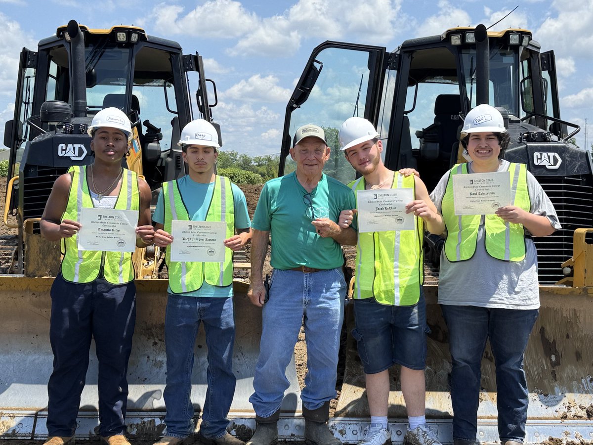 TCTA (@tctatuscaloosa) on Twitter photo We are proud of these 4 students who completed their Bulldozer training at SSCC yesterday!
This makes 2 of the 4 students pictured, triple certified for heavy machinery. #LetsGo <a href="/MikeDaria/">Mike Daria</a> <a href="/TCSBoardofEd/">T🍏S Board of Ed</a> <a href="/jimmyhull_CTE/">Jimmy Hull</a> <a href="/knorstromcte/">Kelly Norstrom</a> <a href="/BranchJetta/">Jetta Branch</a> We are proud of these 4 students who completed their Bulldozer training at SSCC yesterday!
This makes 2 of the 4 students pictured, triple certified for heavy machinery. #LetsGo <a href="/MikeDaria/">Mike Daria</a> <a href="/TCSBoardofEd/">T🍏S Board of Ed</a> <a href="/jimmyhull_CTE/">Jimmy Hull</a> <a href="/knorstromcte/">Kelly Norstrom</a> <a href="/BranchJetta/">Jetta Branch</a>