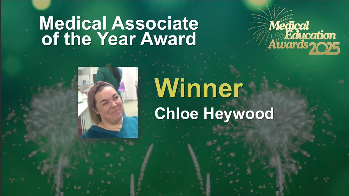HEYNHSmec's tweet photo. And our final catagory is Medical Associate of the Year. A huge congratulations to this year's winner... Chloe Heywood! #HEAT2025 #HEAT25 https://t.co/LhHLMY9zyj