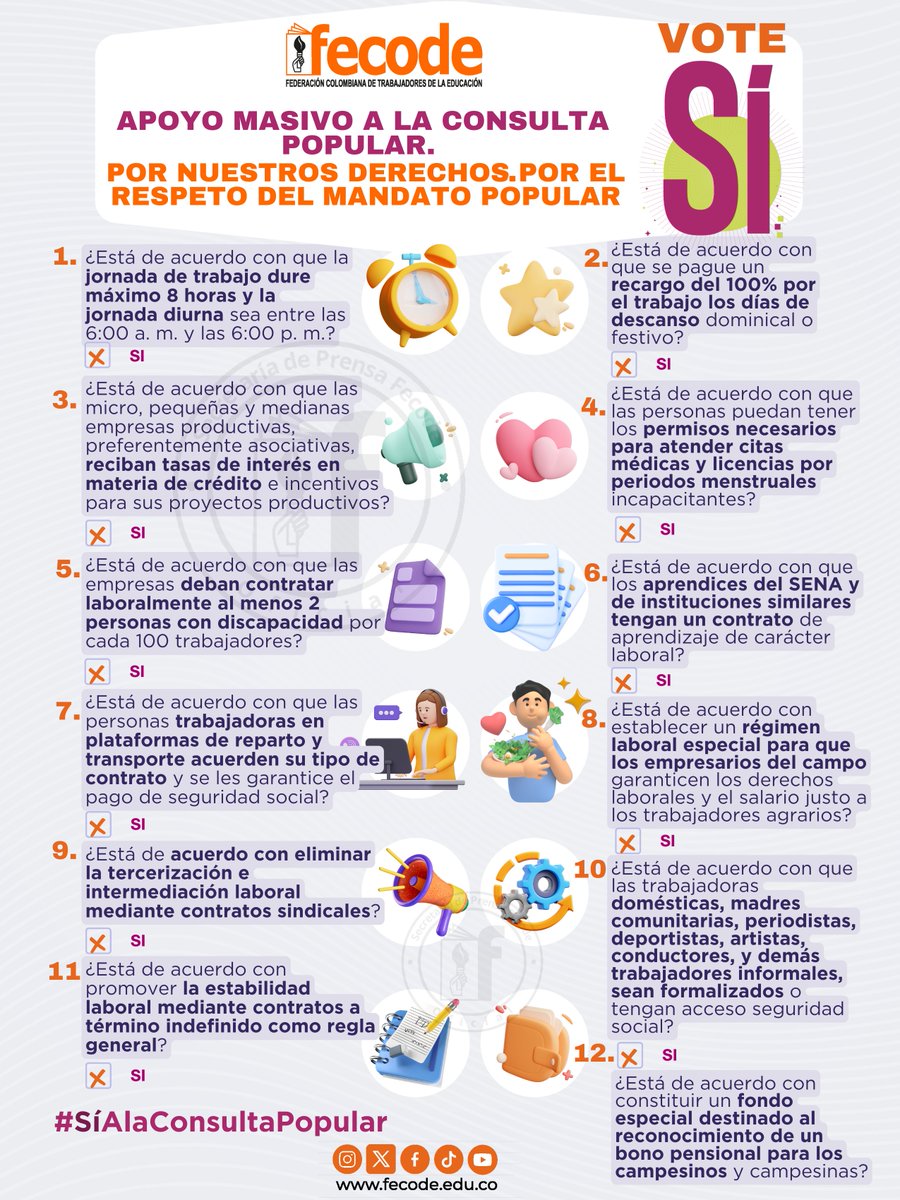 fecode's tweet photo. ✍🏽Apoyo masivo a la consulta popular
📝Por nuestros derechos.
📝Por el respeto del mandato popular.
🗳️Votemos SÍ ✖️ 12 veces https://t.co/orqx8ESAwR