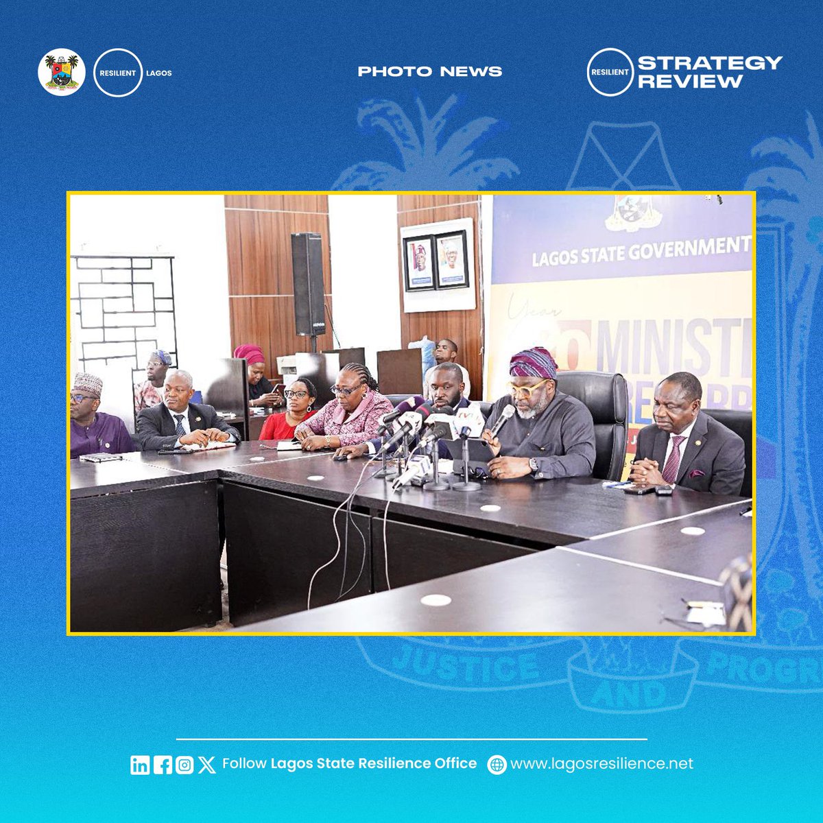 lagosresilience's tweet image. The Lagos State Government acknowledged the significant contributions of the Resilience Office during the event.

#MinisterialPressBriefing2025 #LagosResilience
#LagosDevelopment #LASRO #RCities #LASG