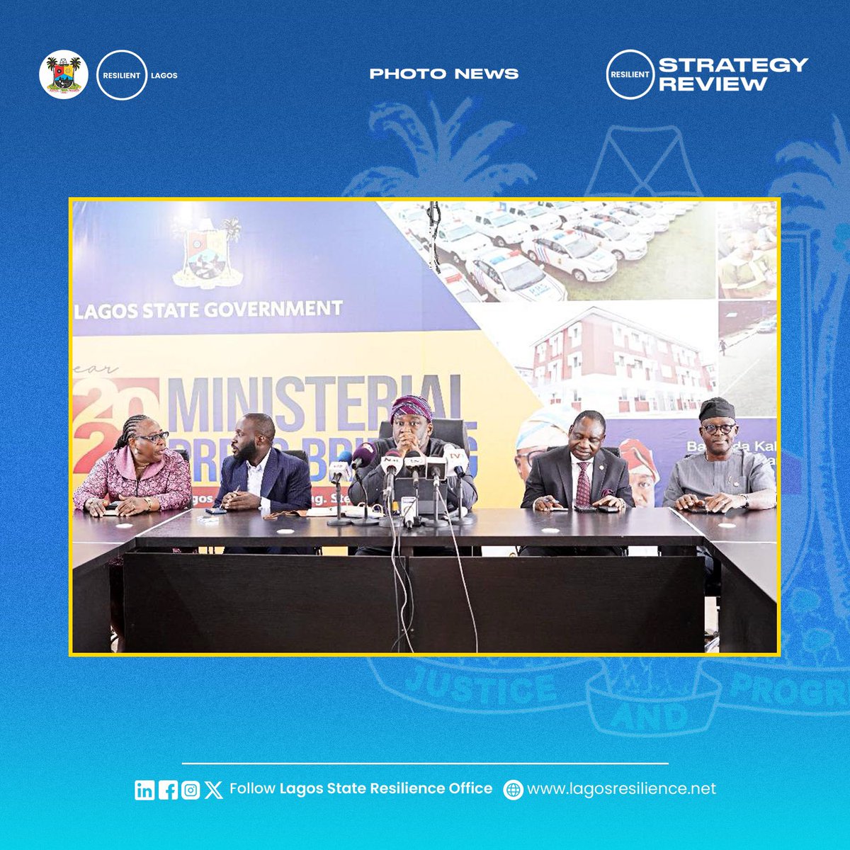 lagosresilience's tweet image. The Lagos State Government acknowledged the significant contributions of the Resilience Office during the event.

#MinisterialPressBriefing2025 #LagosResilience
#LagosDevelopment #LASRO #RCities #LASG