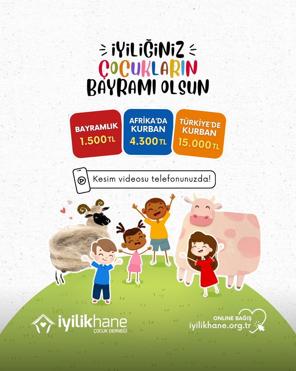 Vacip ve sadaka kurbanlarınızı ekiplerimizle Türkiye ve Afrika'nın köylerinde kesiyoruz, kurban görsellerinizi kısa mesajla sizlerle paylaşıyoruz. Kurban ve bayramlık bağışlarınızla derneğimize gönderdiğiniz emanetlerinizi, yetim ve ihtiyaç sahibi çocuklara ulaştırıyoruz.