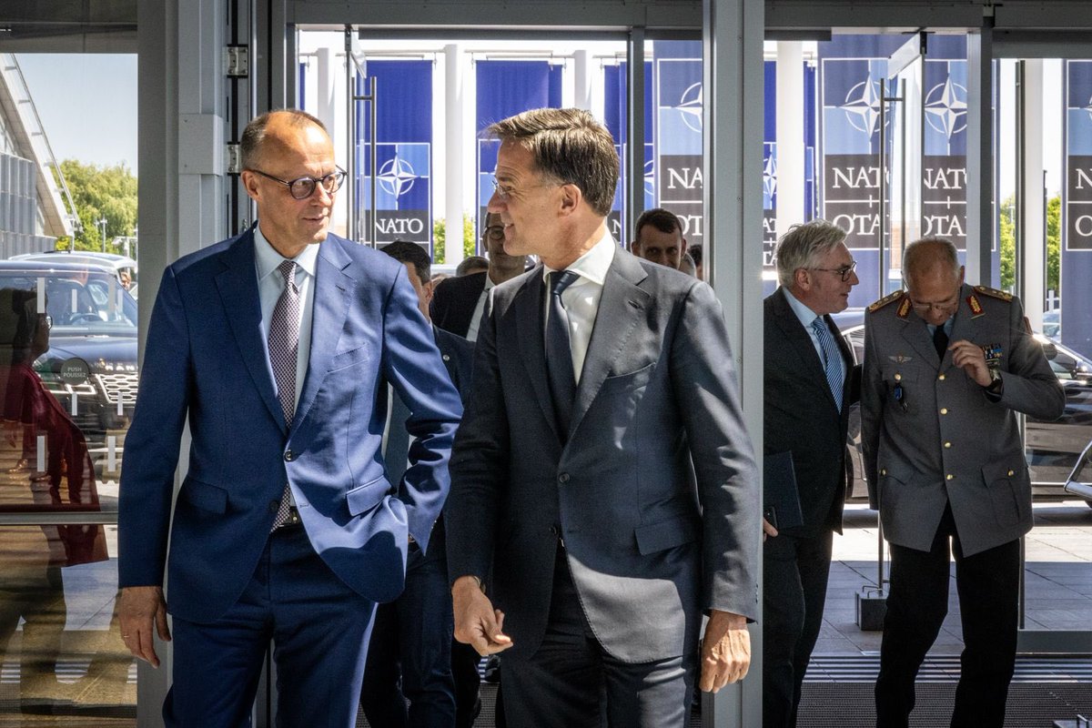 Mark Rutte (@secgennato) on Twitter photo A pleasure to welcome <a href="/bundeskanzler/">Bundeskanzler Friedrich Merz</a> Friedrich Merz to #NATO HQ. As we prepare the #NATOsummit in The Hague, your leadership in paving the way to boost 🇩🇪 defence investment sends a clear signal that we are united & resolved - capable of providing robust collective defence in the A pleasure to welcome <a href="/bundeskanzler/">Bundeskanzler Friedrich Merz</a> Friedrich Merz to #NATO HQ. As we prepare the #NATOsummit in The Hague, your leadership in paving the way to boost 🇩🇪 defence investment sends a clear signal that we are united & resolved - capable of providing robust collective defence in the