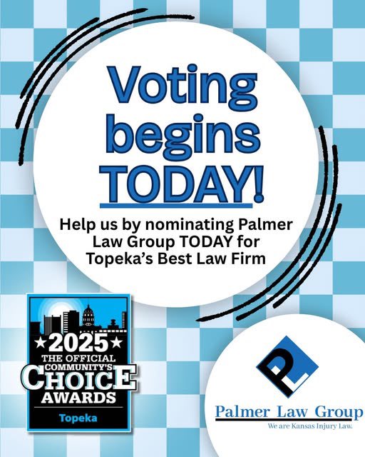 kansasinjurylaw's tweet image. Help us by voting for Palmer Law for Topeka's Best Law Firm! You can vote 1x per day through May 23rd.

1) click here: bit.ly/43kdVYY
2) scroll down to "services" and click "law firm"
3) click to vote for Palmer Law Group
4) fill out your name &amp;amp; email and click "submit"