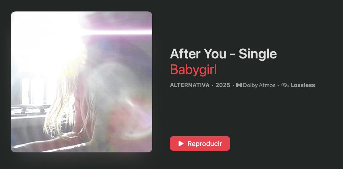 Si usas <a href="/AppleMusicES/">Apple Music en Español</a> checa el audio espacial con <a href="/Dolby/">Dolby</a> Atmos de "After You" de <a href="/heybabygirlband/">Babygirl</a> ✨

music.apple.com/mx/album/after…