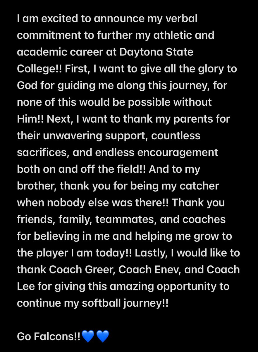 Carley Sloan 2026 (@carley_sloan10) on Twitter photo Go Falcons!!๐๐<a href="/DSC_SBall/">Daytona State Softball</a> Go Falcons!!๐๐<a href="/DSC_SBall/">Daytona State Softball</a>
