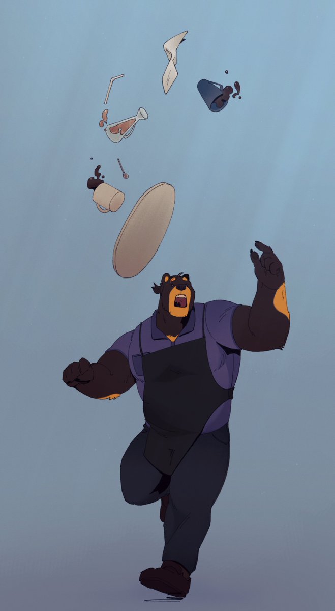 He’s so clumsy! 🐻☕️💥