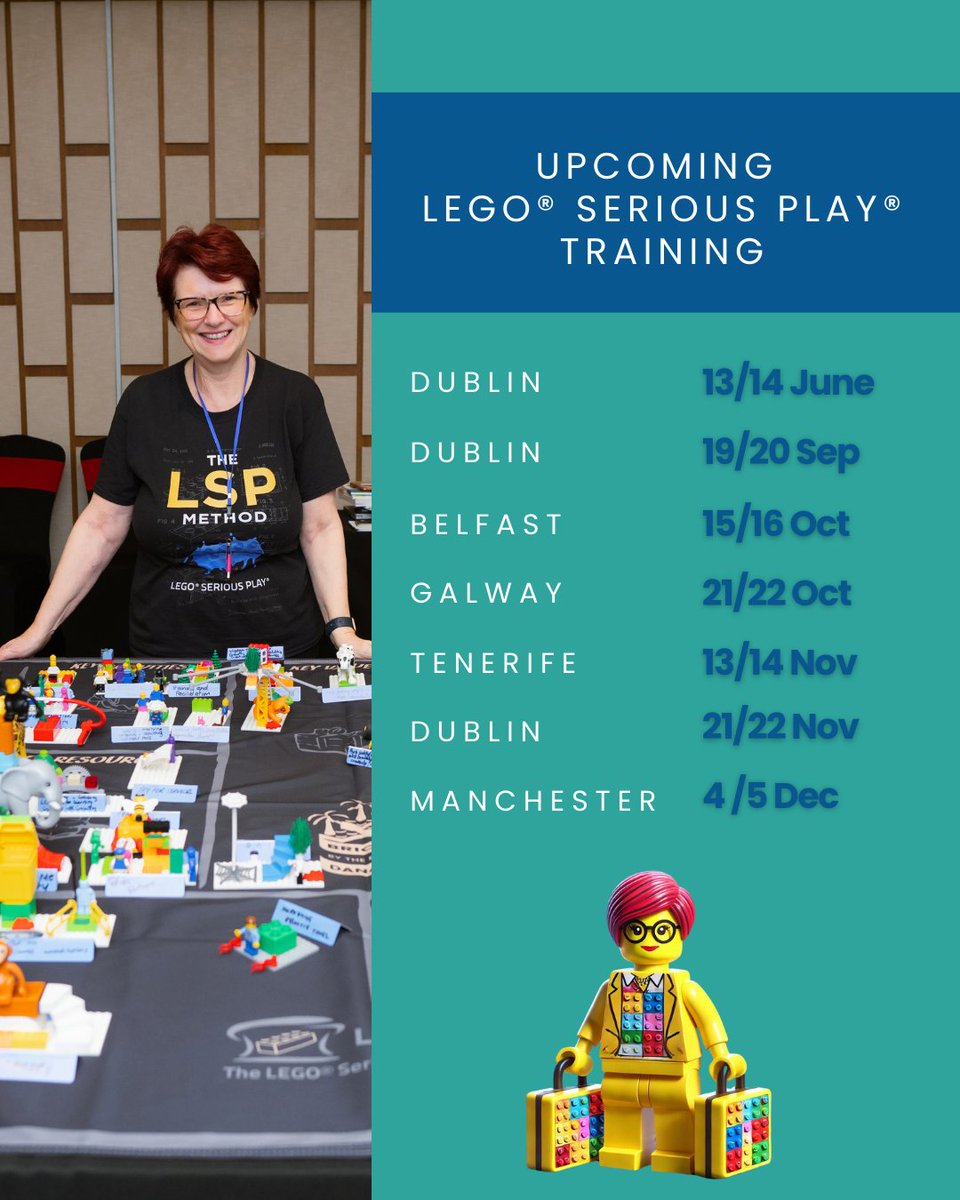 Join me for certified LSP facilitator training in locations across Ireland, the UK, Northern Ireland, Canary Islands and beyond in 2025!

🔗 Book your place today and bring creativity, connection, and clarity to your practice!

legoseriousplay.ie

#LEGOSeriousPlay