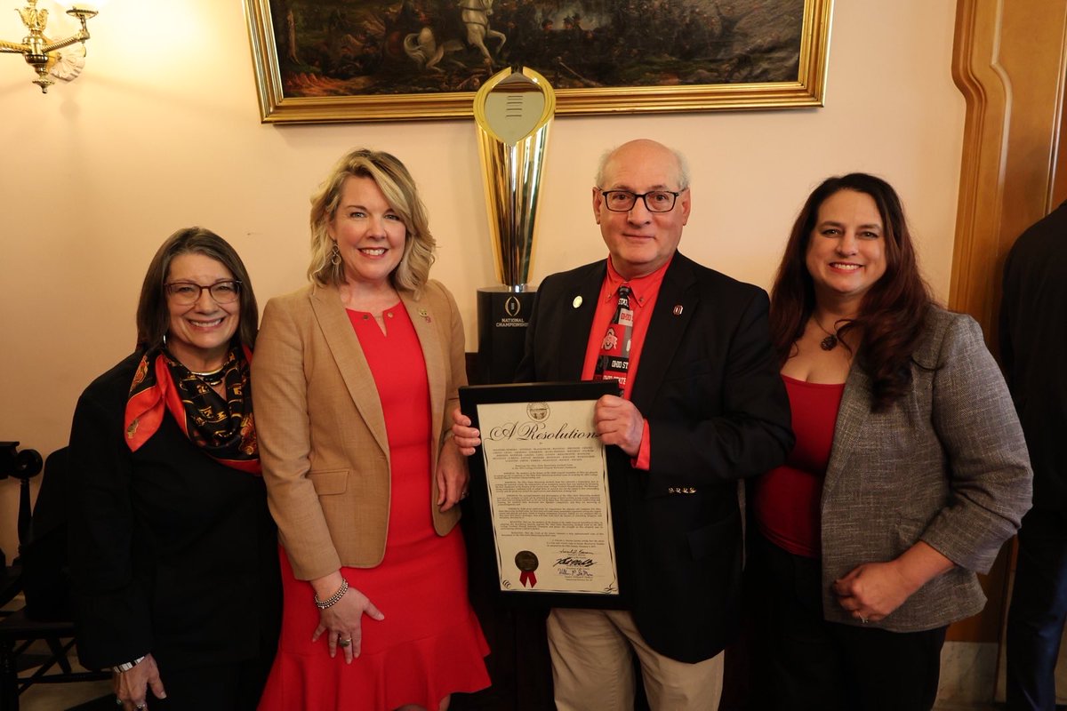 Liston4Ohio's tweet image. National Champions honored in the Senate this week! Go Bucks! ❤️🩶🏆