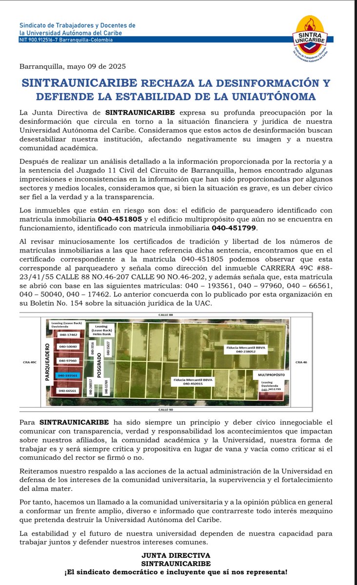 Rechazamos la desinformación e invitamos a toda la comunidad académica y a la opinión pública en general a conformar un frente amplio, diverso e  informado que contrarreste todo interés mezquino que pretenda destruir la Universidad Autónoma del Caribe. <a href="/UAutonoma/">Universidad Autónoma del Caribe</a> <a href="/JorgeSeniorUac/">Jorge Senior UAC</a>