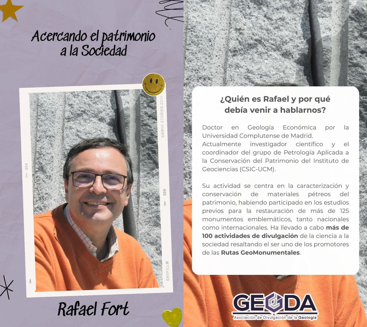 GeodaDivulga (@geodadivulga) on Twitter photo <a href="/Museodelafalla/">Museo de la Falla, Juzbado</a> <a href="/mcastigarcia/">marisa castiñeira</a> <a href="/FalladaMente/">FalladaMente</a> La 5ª y última charla de la #Geoquedada2025 nos la trae Rafael Fort, que nos hablará de su labor en el CSIC-UCM a la hora de acercar el patrimonio pétreo a la sociedad, sin duda algo muy importante dentro de la divulgación geológica. ¿Te lo vas a perder? <a href="/Museodelafalla/">Museo de la Falla, Juzbado</a> <a href="/mcastigarcia/">marisa castiñeira</a> <a href="/FalladaMente/">FalladaMente</a> La 5ª y última charla de la #Geoquedada2025 nos la trae Rafael Fort, que nos hablará de su labor en el CSIC-UCM a la hora de acercar el patrimonio pétreo a la sociedad, sin duda algo muy importante dentro de la divulgación geológica. ¿Te lo vas a perder?
