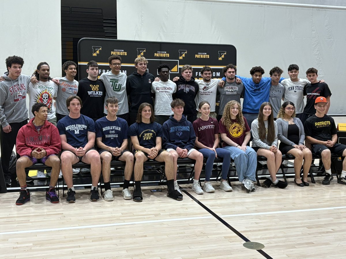 Athletic Signing Day for 29 of our student athletes who’ve committed to play at the next level 💛🖤<a href="/basdjacksilva/">Jack Silva</a> <a href="/Leesonscience/">Dr. Maureen Leeson</a> <a href="/BethlehemAreaSD/">BASD</a> <a href="/fhssportsBASD/">Freedom High School Athletics</a>