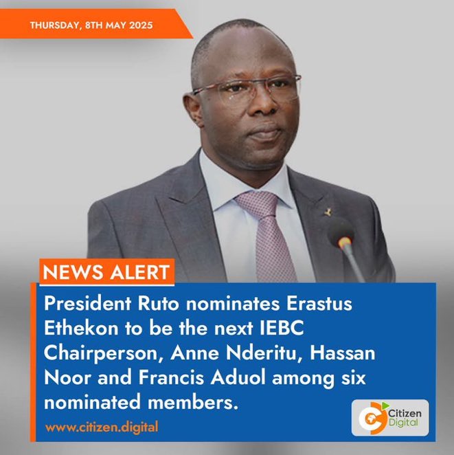 Philip Ebei Aemun, MSc., MKMS,CMEPro (@philipaemun) on Twitter photo Congratulations <a href="/EthekonErastus/">Erastus Ethekon</a> on your appointment the <a href="/IEBCKenya/">IEBC</a> Chairperson.
You are a distinguished Human Rights lawyer with an impeccable track record in legal practice, dev’t. Integrity is your key value.
Asante H.E <a href="/WilliamsRuto/">William Samoei Ruto, PhD</a> for this appointment. Kenya is happy. Congratulations <a href="/EthekonErastus/">Erastus Ethekon</a> on your appointment the <a href="/IEBCKenya/">IEBC</a> Chairperson.
You are a distinguished Human Rights lawyer with an impeccable track record in legal practice, dev’t. Integrity is your key value.
Asante H.E <a href="/WilliamsRuto/">William Samoei Ruto, PhD</a> for this appointment. Kenya is happy.
