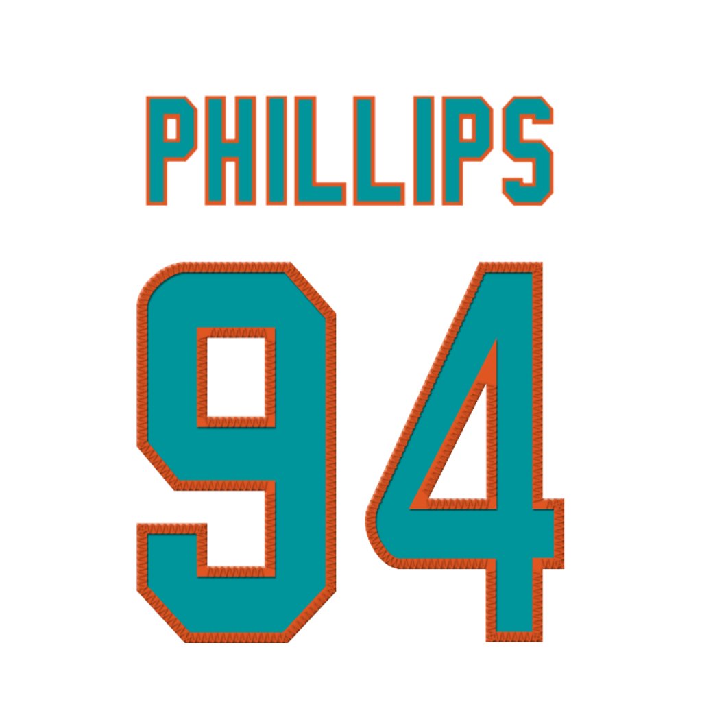 NFL Jersey Numbers (@nfl_jersey_num) on Twitter photo Miami Dolphins DL Jordan Phillips (<a href="/jordan50OTF/">Jordan Phillips</a>) is wearing number 94. Last assigned to Shakel Brown. #PhinsUp Miami Dolphins DL Jordan Phillips (<a href="/jordan50OTF/">Jordan Phillips</a>) is wearing number 94. Last assigned to Shakel Brown. #PhinsUp