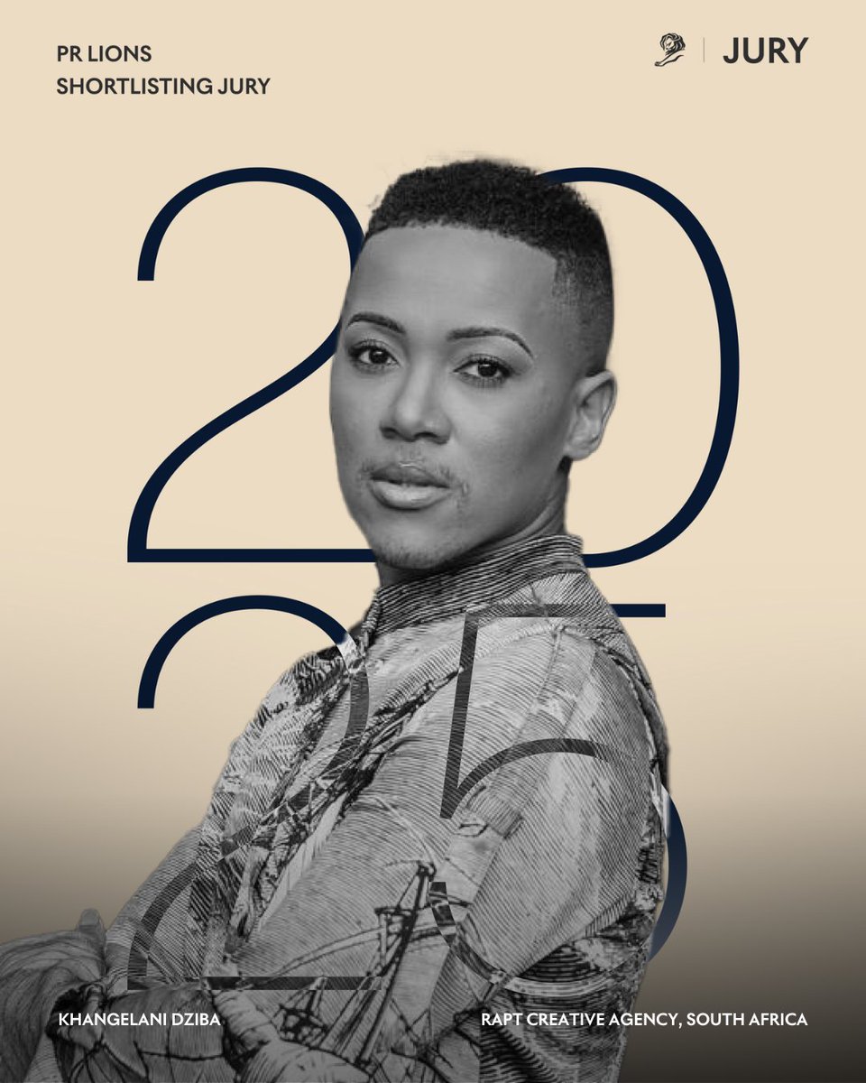 Khangelani Dziba has been selected as a PR Shortlisting Juror for <a href="/Cannes_Lions/">LIONS | The Home of Creativity</a> 2025 and is the only South African on the jury.

Bringing bold thinking + necessary perspective to the global stage.

Let’s go, Khangi! 🔥

#CannesLions2025 #PRJury #RepresentationMatters