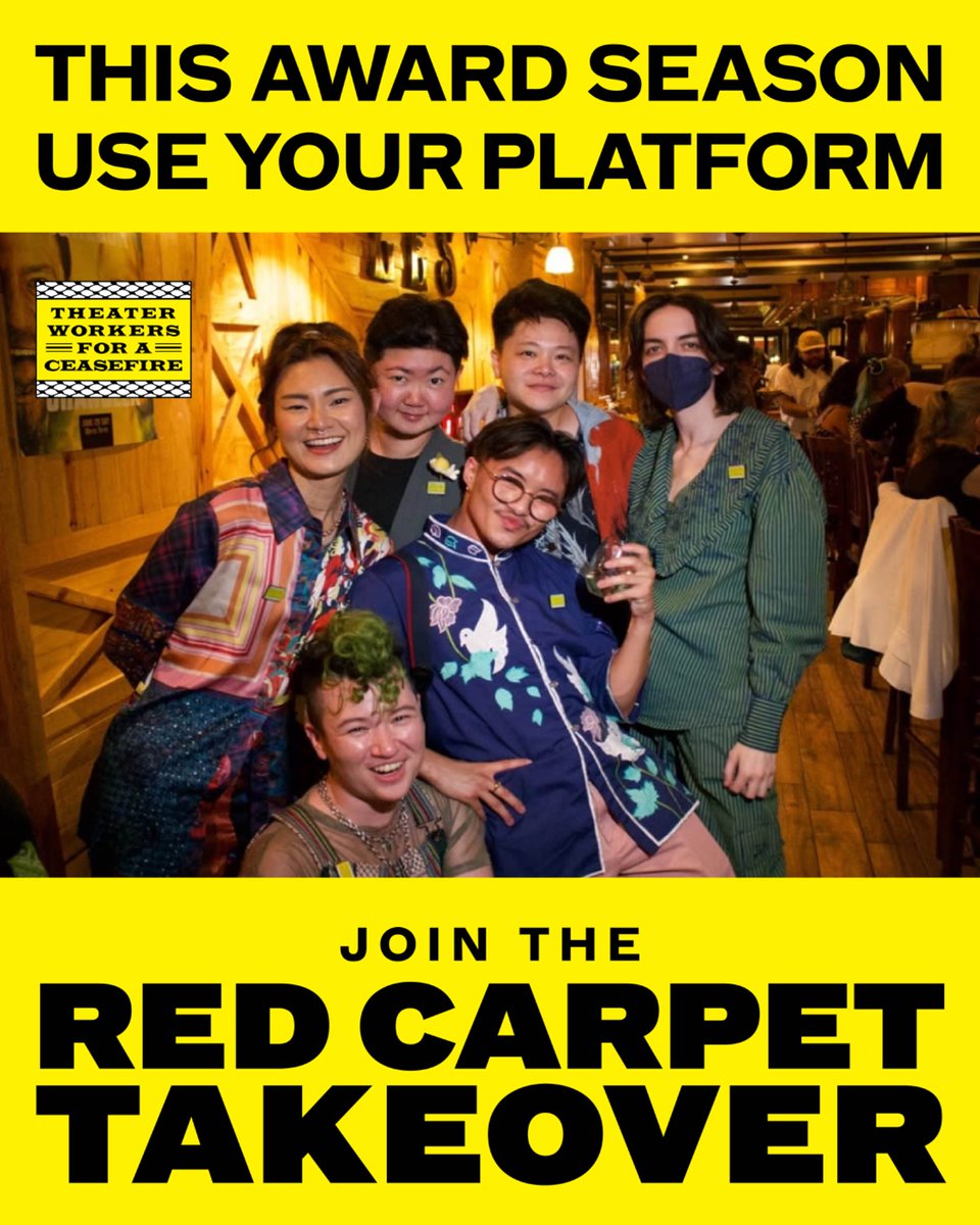 This award season, use your platform. Join the Red Carpet Takeover. Don’t allow the celebration of our art to be part of distraction and normalization. 

Request a free pin and talking points here: TW4C.com/RCT