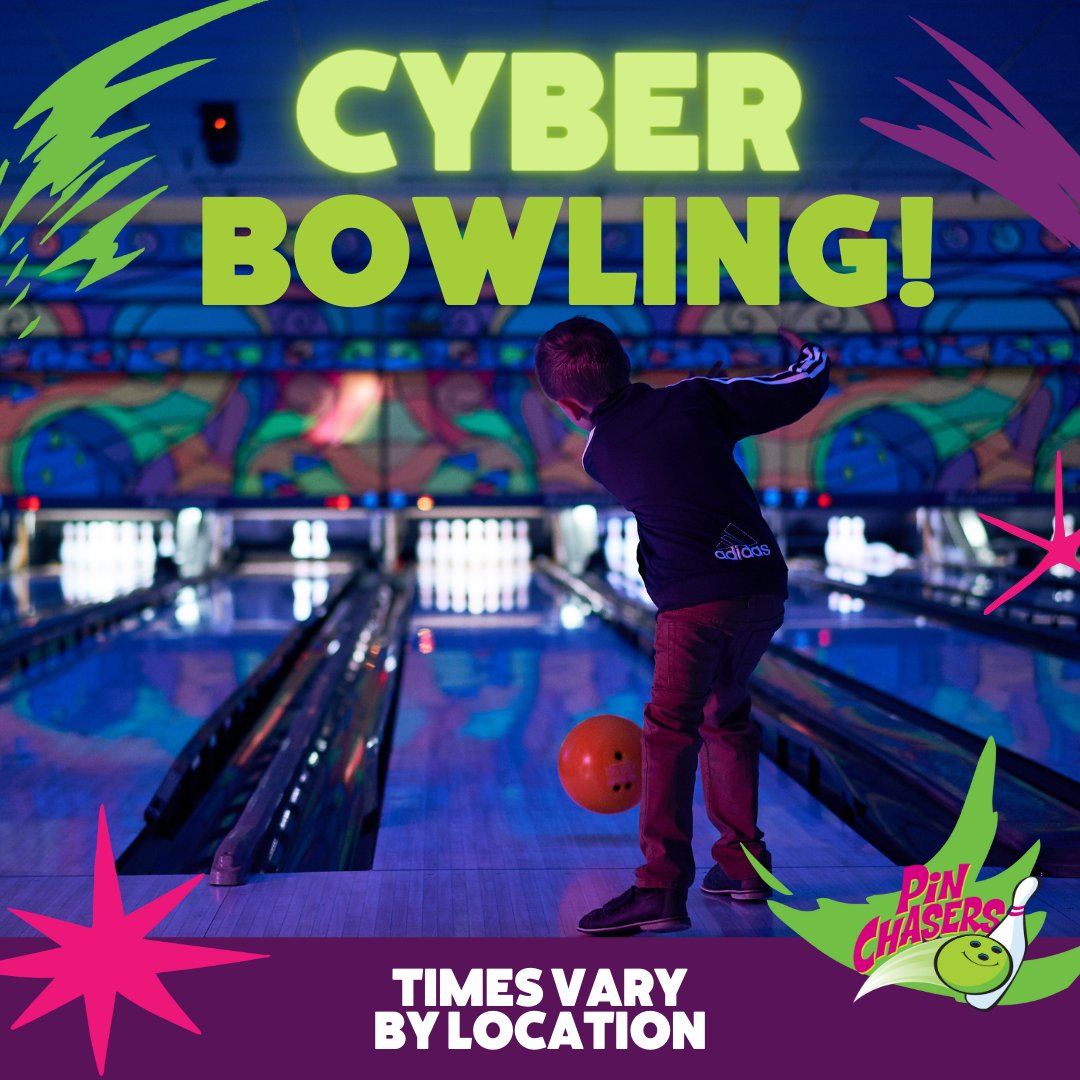 PinChasers's tweet image. Enter the cyber zone every Friday night and light up the lanes with your family and friends! 

#pinchasers #pinchasersFL #bowling #bowlingtime #chillvibes #cosmicstrikes #cosmicbowling #cyberbowling #fridaynight #TampaFL s #fastlanereservations