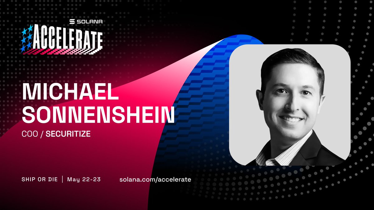 Securitize (@securitize) on Twitter photo We're heading to <a href="/SolanaConf/">Solana Accelerate ๐บ๐ธ NYC May 19-23</a> Accelerate NYC on May 19-23 at Pier 36! โก
From fireside chats to breakout sessions, itโs shaping up to be an incredible day connecting with builders, innovators, and the entire Solana ecosystem.
Learn more: solana.com/accelerate We're heading to <a href="/SolanaConf/">Solana Accelerate ๐บ๐ธ NYC May 19-23</a> Accelerate NYC on May 19-23 at Pier 36! โก
From fireside chats to breakout sessions, itโs shaping up to be an incredible day connecting with builders, innovators, and the entire Solana ecosystem.
Learn more: solana.com/accelerate