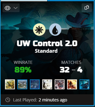 This is still the deck I would play going into the next few RC's. UW Control feels great to me right now! 

Draw go control always has a special spot in my heart. ❤️