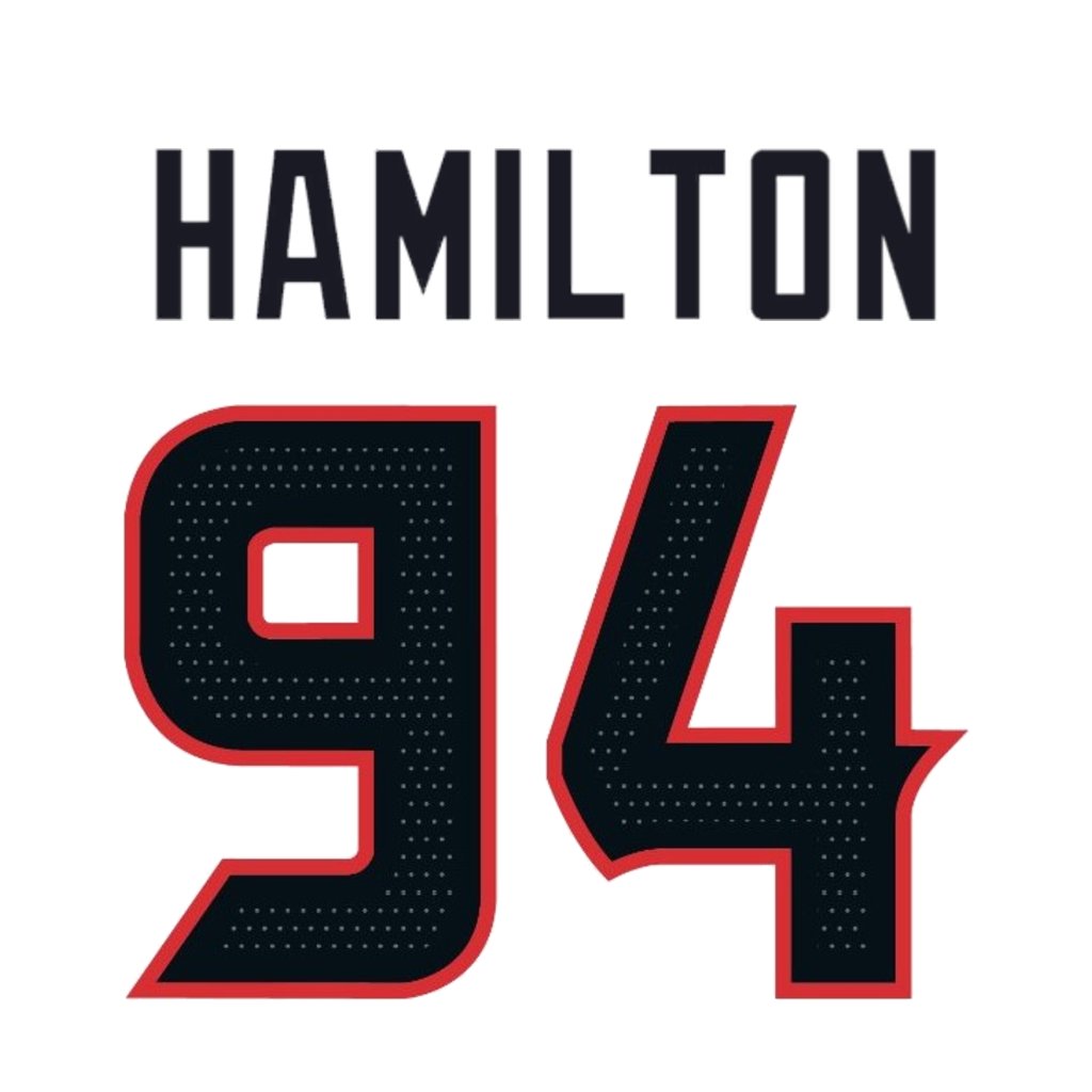 NFL Jersey Numbers (@nfl_jersey_num) on Twitter photo Houston Texans DL Kyonte Hamilton (<a href="/HamiltonKyonte/">Kyonte Hamilton</a>) is wearing number 94. Last assigned to Jayden Peevy. #HTownMade Houston Texans DL Kyonte Hamilton (<a href="/HamiltonKyonte/">Kyonte Hamilton</a>) is wearing number 94. Last assigned to Jayden Peevy. #HTownMade