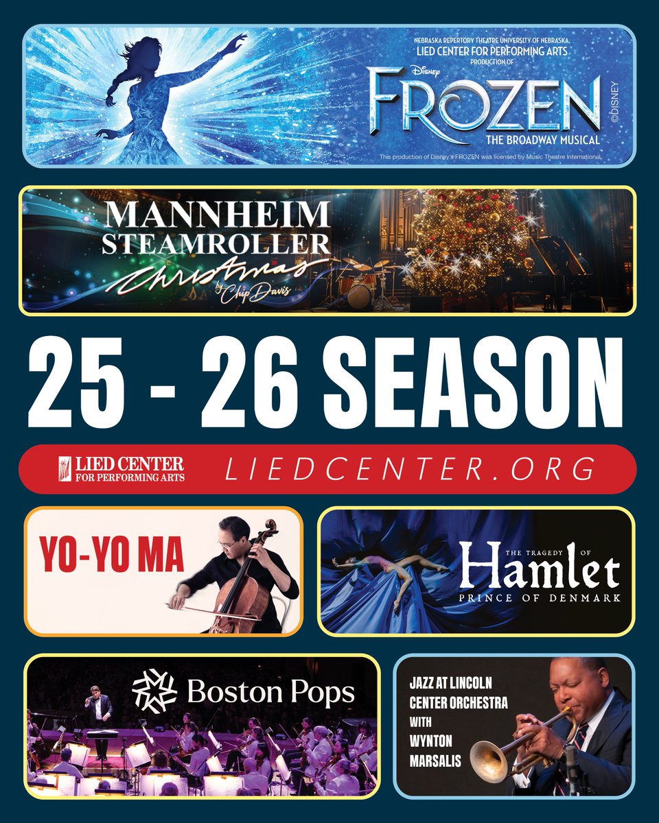 Lied Center (@liedcenter) on Twitter photo 💥Presenting the 25-26 Lied Center season!💥There's truly something for everyone with more than 35 world-class events. Create Your Own Season tickets go live Tuesday, May 13 at 11am at liedcenter.org/season. Choose any 5+ events for the best seats AND save 20% off your order! 💥Presenting the 25-26 Lied Center season!💥There's truly something for everyone with more than 35 world-class events. Create Your Own Season tickets go live Tuesday, May 13 at 11am at liedcenter.org/season. Choose any 5+ events for the best seats AND save 20% off your order!