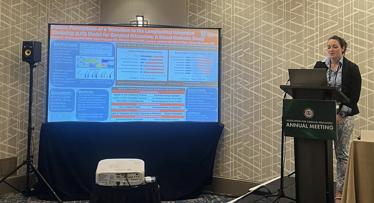 Collaboration of Surgical Education Fellows (@surgedfellows) on Twitter photo 🎶 Everyday we’re poster-ing…🎶
Longitudinal integrated clerkships (LIC) vs traditional clerkships—what do surgical trainees think?
<a href="/ColleenMcDMD/">Colleen McDermott</a>’s study showed a strong preference for traditional block clerkships. LIC seen as worse for skill development, teamwork, and prep 🎶 Everyday we’re poster-ing…🎶
Longitudinal integrated clerkships (LIC) vs traditional clerkships—what do surgical trainees think?
<a href="/ColleenMcDMD/">Colleen McDermott</a>’s study showed a strong preference for traditional block clerkships. LIC seen as worse for skill development, teamwork, and prep