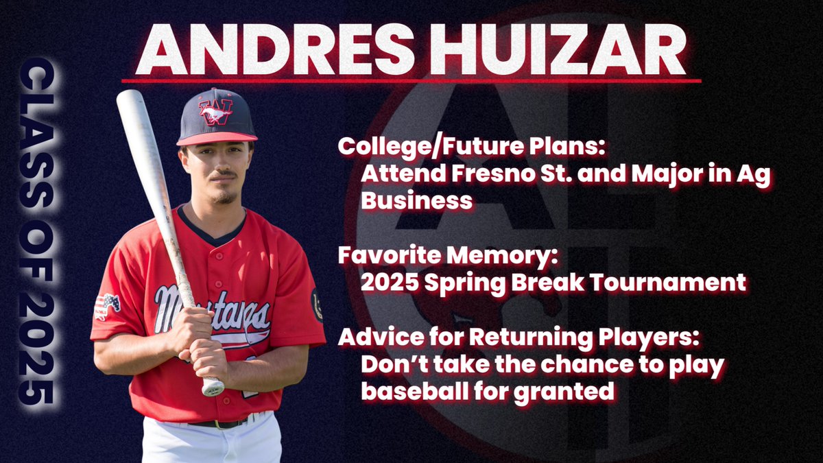 Thank you, Andres Huizar, for your leadership and heart. Whether it was in the batter’s box or cheering on teammates, your presence made this team stronger. We’re proud of your growth and grateful for your years in Mustang Baseball.
