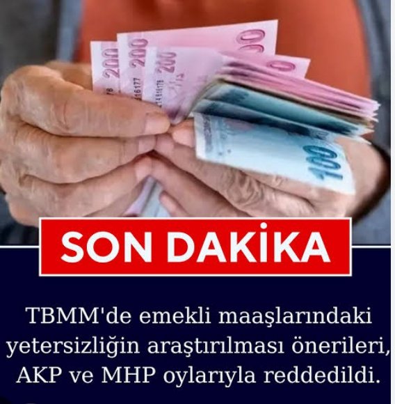 TBMM'de emekli maaşlarındaki yetersizliğin araştırılması önerileri, AKP ve MHP oylarıyla reddedildi.

#EmekliGeriAlacakYetkiyi
#EmeklilerSandıkBekler 
#emeklilerakepezede 
<a href="/Akparti/">AK Parti</a> <a href="/MHP_Bilgi/">MHP</a>