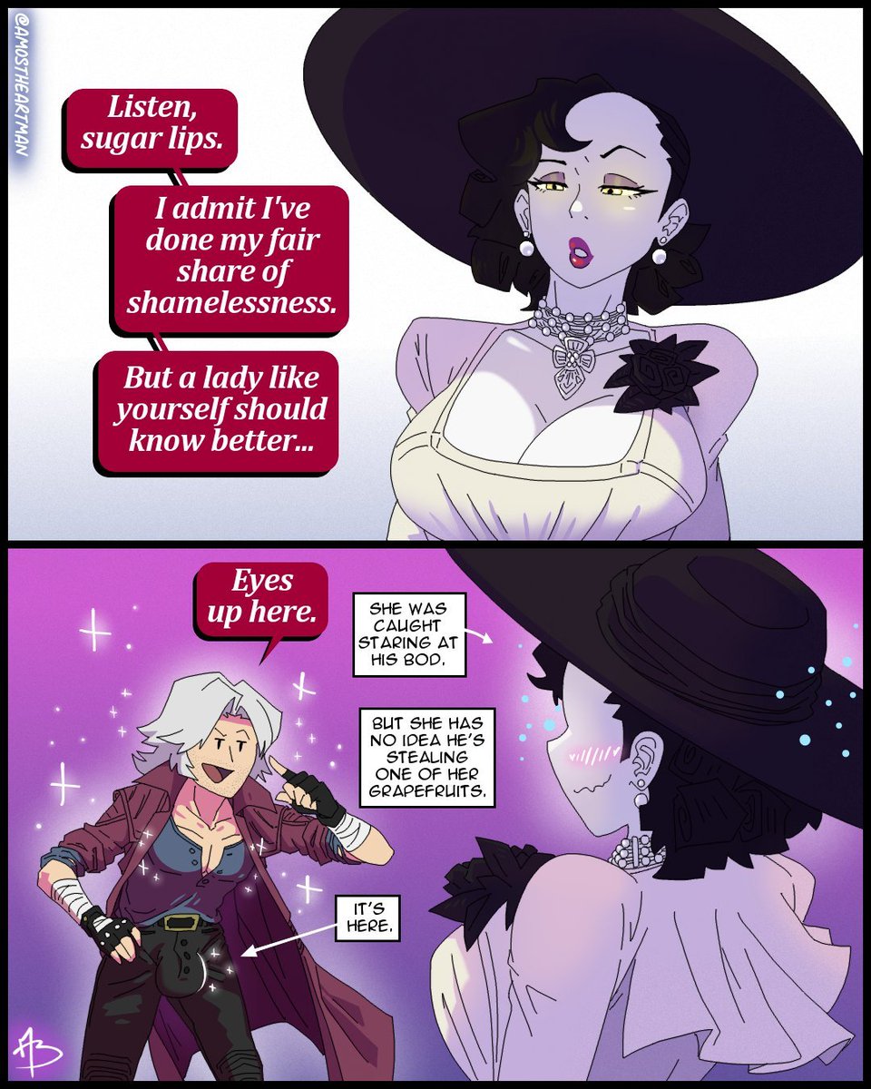 AmostheArtman's tweet photo. holy shmoly! where'd y'all come from!!???
I've been shipping Dante and Lady D since before RE Village dropped!
But hey, I wont argue with an excuse to draw them again😎🤙

*here's some older comics for those waiting for more*
#DevilMayCryNetflix #DevilMayCry #ResidentEvilVillage https://t.co/DWfTuqds5L