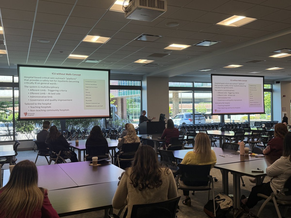 Additional <a href="/UHhospitals/">University Hospitals</a> representation at the SCCM Ohio Spring Symposium from Dr. Rana Hejal! Thank you for speaking on the concept of “ICU Without Walls” and the importance of identifying critical care needs across the hospital. <a href="/SCCMohio/">SCCMohio</a>