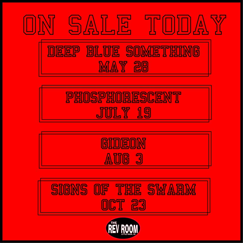 On Sale Now! #deepbluesomething #phosphorescent #gideon #signsoftheswarm #littlerock #rivermarketdistrict #lovelivemusic