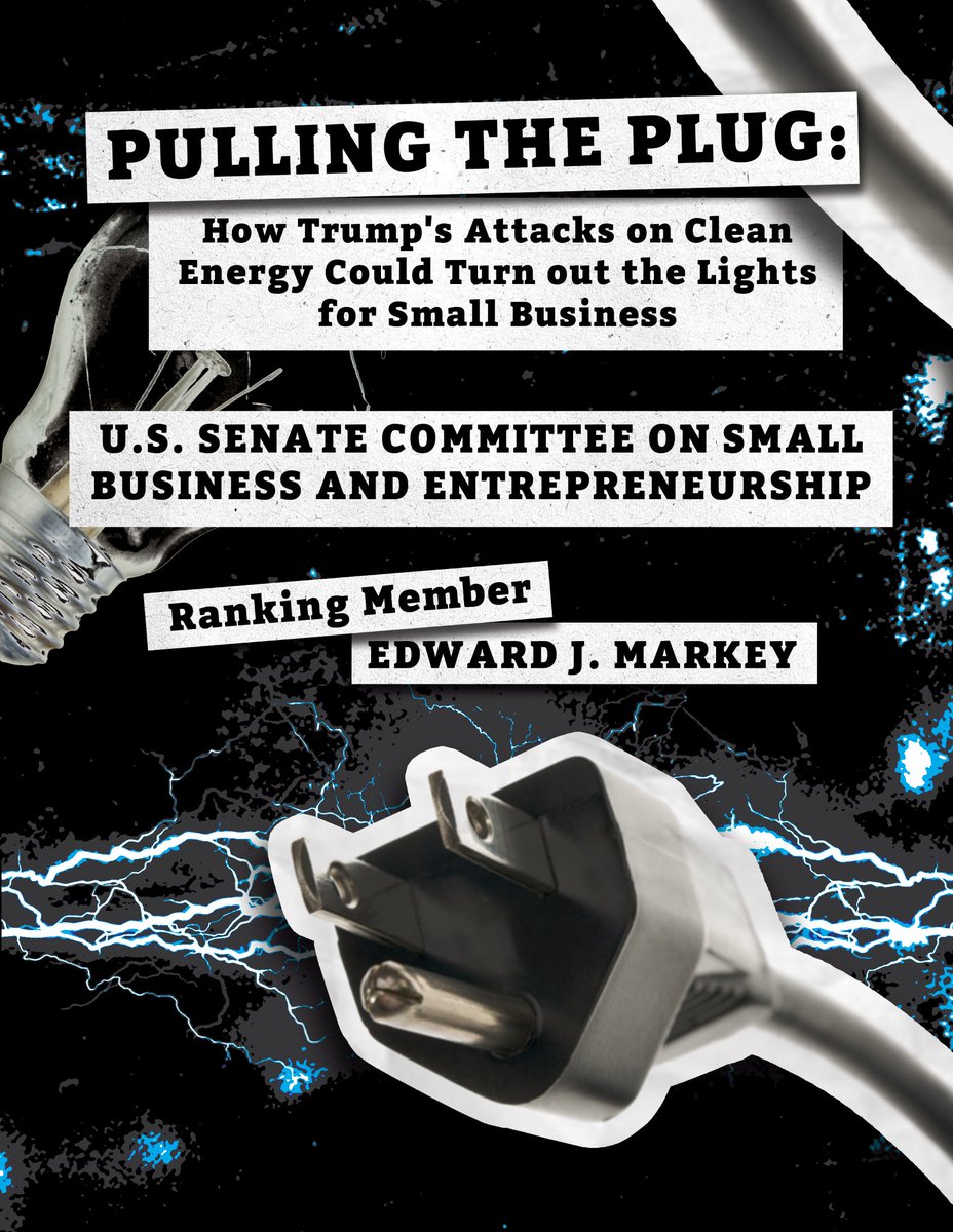 Ed Markey (@senmarkey) on Twitter photo Today, as the Ranking Member of <a href="/SenateSmallBiz/">U.S. Senate Small Biz & Entrepreneurship Committee</a> I'm releasing a new report. Pulling the Plug: How Trump's Attacks on Clean Energy Could Turn Out the Lights on Small Business. Read now at markey.senate.gov/PullingThePlug…. Today, as the Ranking Member of <a href="/SenateSmallBiz/">U.S. Senate Small Biz & Entrepreneurship Committee</a> I'm releasing a new report. Pulling the Plug: How Trump's Attacks on Clean Energy Could Turn Out the Lights on Small Business. Read now at markey.senate.gov/PullingThePlug….