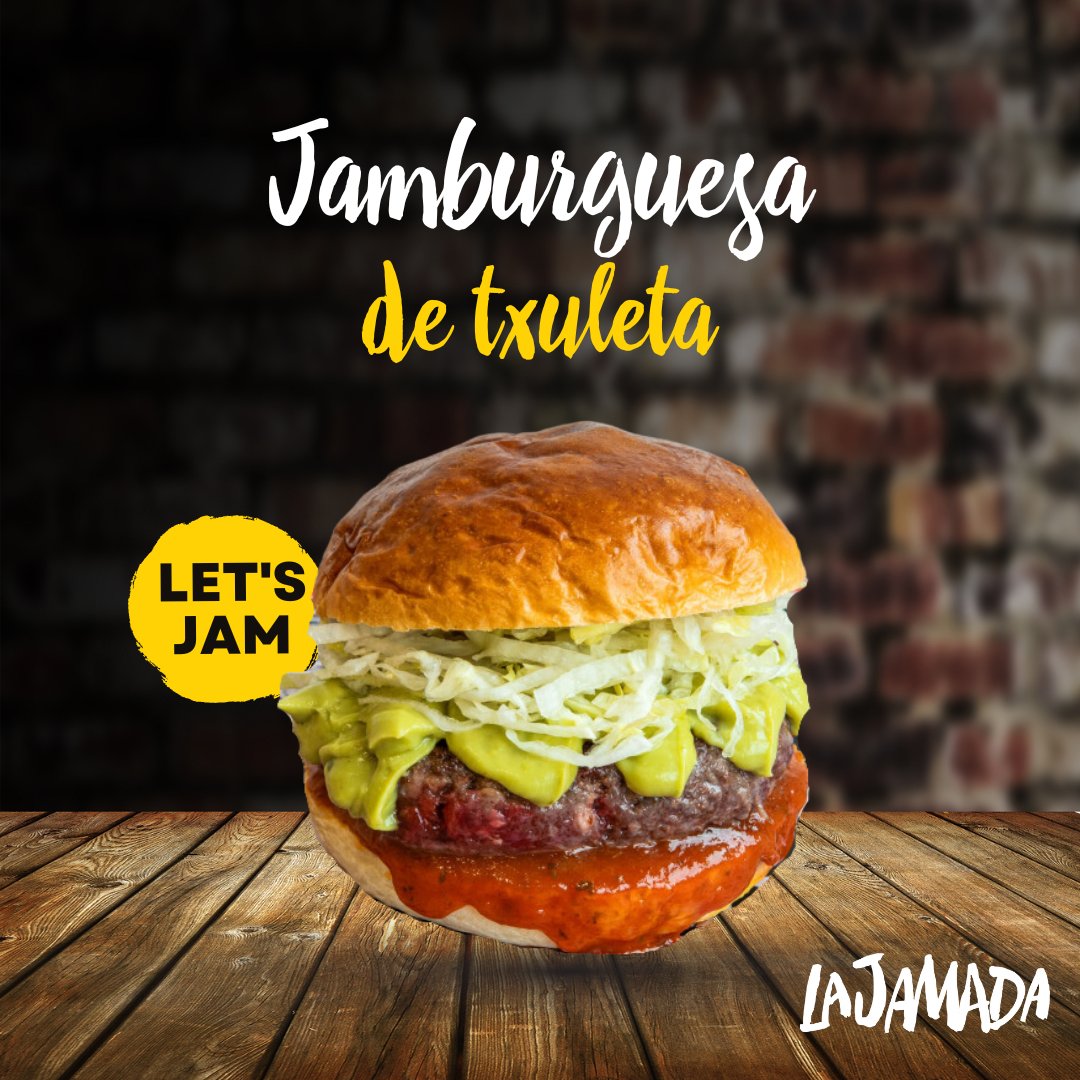 Jaaaaam! 🥩😍🍔 Ven a probar nuestras Jamburguesas, como nuestra ya clásica de txuleta 🤤
En #LaJamada de #Burgos o de #Zaragoza.

#letsjam #jamburguesa #txuleta #hamburguesa #gastronomiaburgos #foodporn #AntonioArrabal #burgosenelmundo.