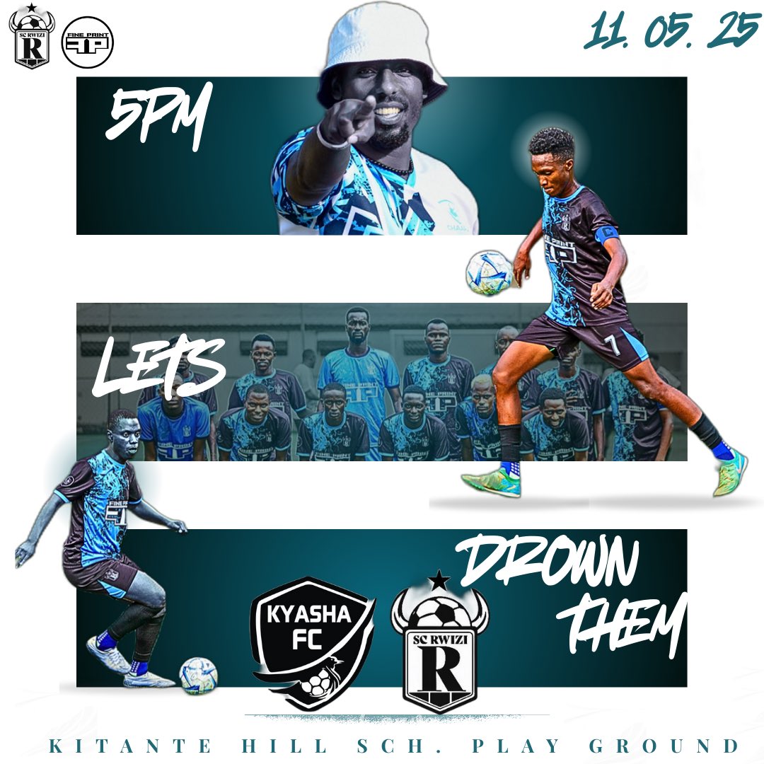 sc_Rwizi's tweet image. FRIENDLY MATCH. 
Going in hard to social network with @KfcKyasha 
This Sunday 11th May. 
See you there @KitungaLeague 
#LetsDrownThem