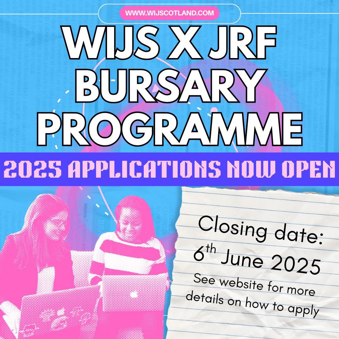 Women in Journalism Scotland (@wij_scotland) on Twitter photo Applications for the third year of our bursary programme with <a href="/jrf_uk/">Joseph Rowntree Foundation</a>
are now open
Five women journalists will each be awarded £1,500 to develop a project shining a light on economic and / or social inequalities around Scotland
Apply here: surl.li/sfmeee Applications for the third year of our bursary programme with <a href="/jrf_uk/">Joseph Rowntree Foundation</a>
are now open
Five women journalists will each be awarded £1,500 to develop a project shining a light on economic and / or social inequalities around Scotland
Apply here: surl.li/sfmeee
