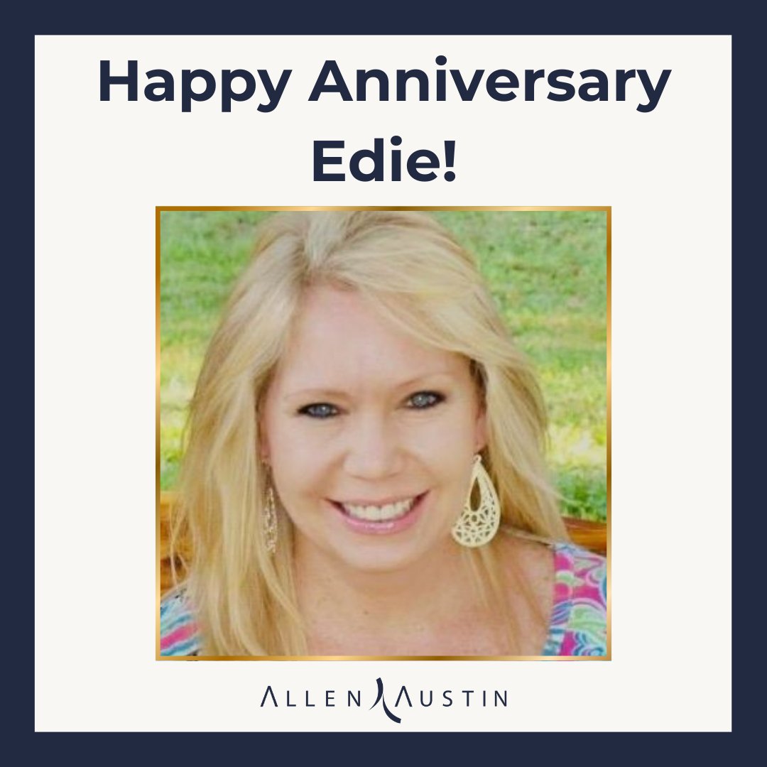 Today we celebrate Edie's incredible journey and contributions to Allen Austin! 
Her dedication, leadership, and passion have made a lasting impact, and we’re honored to have her as part of our team. Congratulations on this amazing milestone!

 #TeamCelebration #EmployeeSpotlight