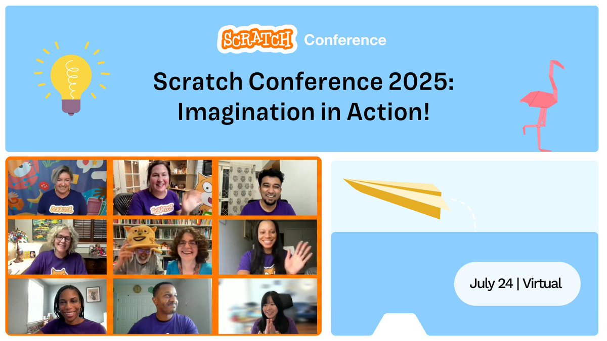 What’s new at the 2025 #ScratchConference? Everything! Meet the Scratch Team, dive deep into Scratch &amp; AI, and hear from educators who are using Scratch to bring learning to life with digital embroidery, astronomy games, and beyond. Register today: events.ringcentral.com/events/scratch…