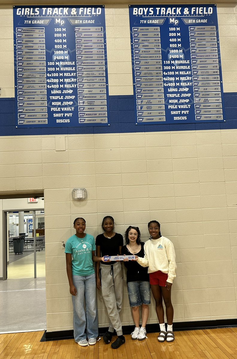 New Track Record placard finally came in!! So proud of these kiddos! 4x100 broken from 1995…💙🦅🎉
<a href="/MPJHEagles/">Memorial Parkway JH</a> <a href="/taylorhstrack/">THS Girls XC/Track & Field</a>