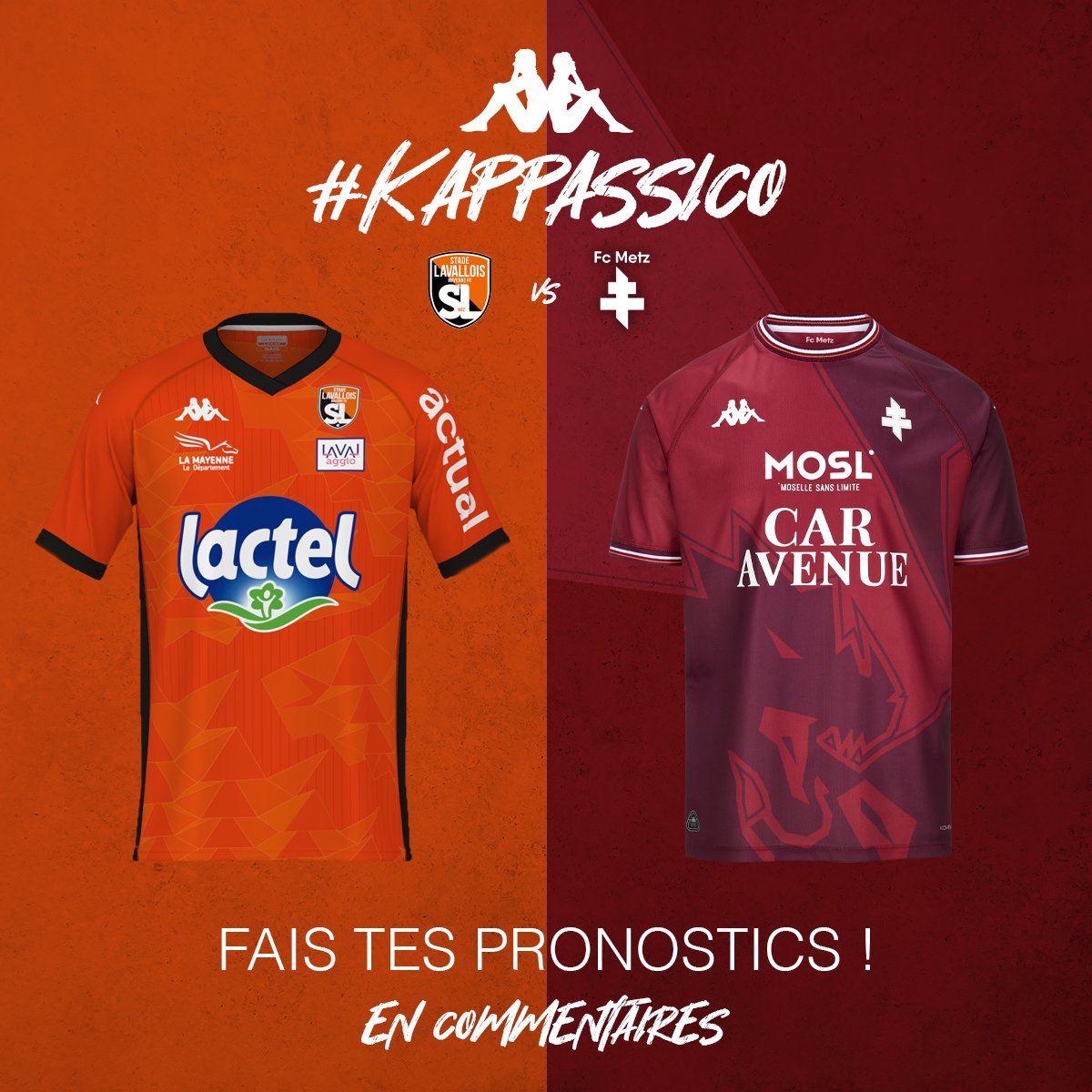 KappaFrance's tweet photo. Demain c'est Kappassico ⚽

Le @stadelavallois affronte le @fcmetz lors de la 34ème journée de @ligue2bkt.

Vos pronostics pour ce match ? 🎯

#kappassico #ligue2 https://t.co/b7cPPGcVLb