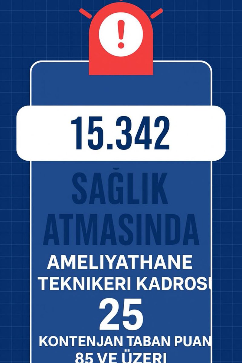 15 binlik alımda 25 kişilik kontenjan kabul edilemez. Ameliyathane Teknikerleri 2. Alımda hak ettiği dağılımı istiyor <a href="/saglikbakanligi/">T.C. Sağlık Bakanlığı</a> <a href="/drmemisoglu/">Prof. Dr. Kemal Memişoğlu</a> 
#AmeliyatAdilAtama