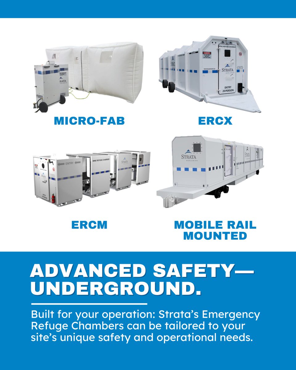 Strata’s family of Refuge Chambers are engineered to provide secure, airtight protection for workers underground, providing life-sustaining shelter in the event of compromised air quality or inability to evacuate.
#refugechambers #minerefugechambers
