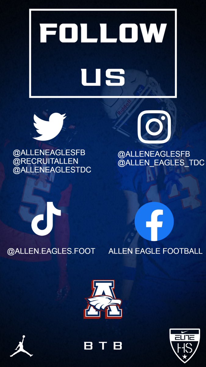 Allen Eagles Recruiting (@recruitallen) on Twitter photo HIT THE FOLLOW BUTTON‼️
TAP IN & get locked in with <a href="/alleneaglesfb/">Allen Eagles Football🏆🏆🏆🏆🏆</a> Follow all social media platforms & alleneaglesfb.com to get the latest updates! 🅰️🆙
#BTB | #RecruitTheA | <a href="/usnikefootball/">Nike Football</a> HIT THE FOLLOW BUTTON‼️
TAP IN & get locked in with <a href="/alleneaglesfb/">Allen Eagles Football🏆🏆🏆🏆🏆</a> Follow all social media platforms & alleneaglesfb.com to get the latest updates! 🅰️🆙
#BTB | #RecruitTheA | <a href="/usnikefootball/">Nike Football</a>