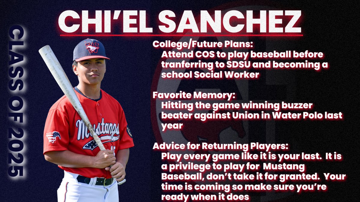 To Chi'el Sanchez, thank you for your heart, hustle, and humility. From big plays to small moments, you’ve helped shape this team’s identity. You’ll always be part of the Mustang family.