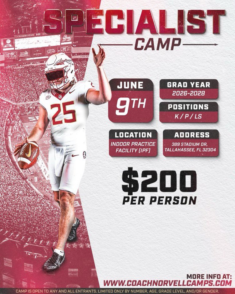 Jonathan Rutledge (@coachjrut) on Twitter photo 1 month away! <a href="/FSUFootball/">FSU Football</a> is and always has been #SpecialistU. Come put on a show! portal.campnetwork.com/Register/Regis… 1 month away! <a href="/FSUFootball/">FSU Football</a> is and always has been #SpecialistU. Come put on a show! portal.campnetwork.com/Register/Regis…